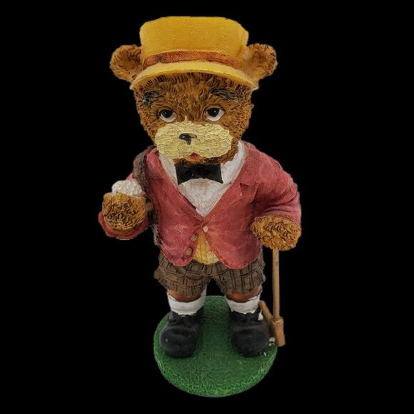 Two LOI Distributing 5 1/2" Paper Mache Grandpa Golf Figurines Decor Brown Bears - Picture 3 of 8